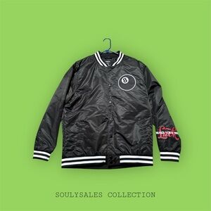 Rue21 Black Large Varsity 8 Ball Bomber Jacket